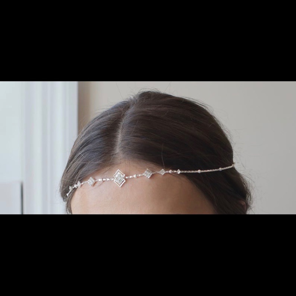 Boho Bridal Forehead Chain - Swarovski Crystals